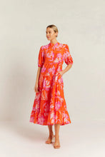 Load image into Gallery viewer, Martina Cotton Silk Dress in Tangelo Night Garden by Alessandra
