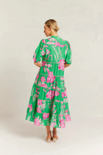 Load image into Gallery viewer, Martina Cotton Silk Dress in Spring Green Night Garden by Alessandra
