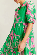 Load image into Gallery viewer, Martina Cotton Silk Dress in Spring Green Night Garden by Alessandra
